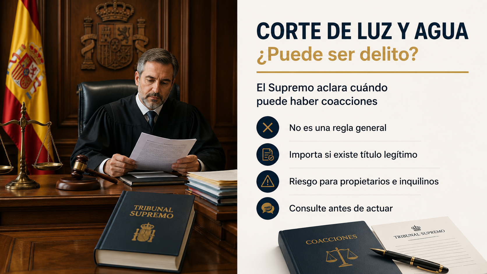 Cortar luz o agua a okupas y delito de coacciones