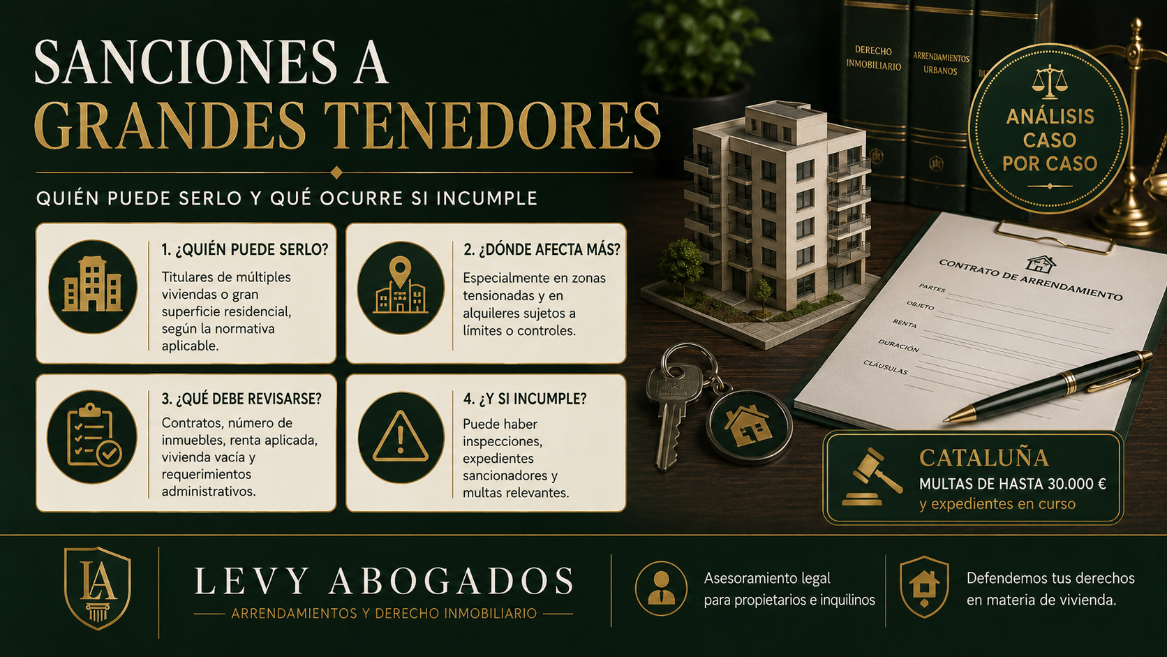 Documentación legal sobre grandes tenedores de vivienda, sanciones administrativas y contratos de alquiler