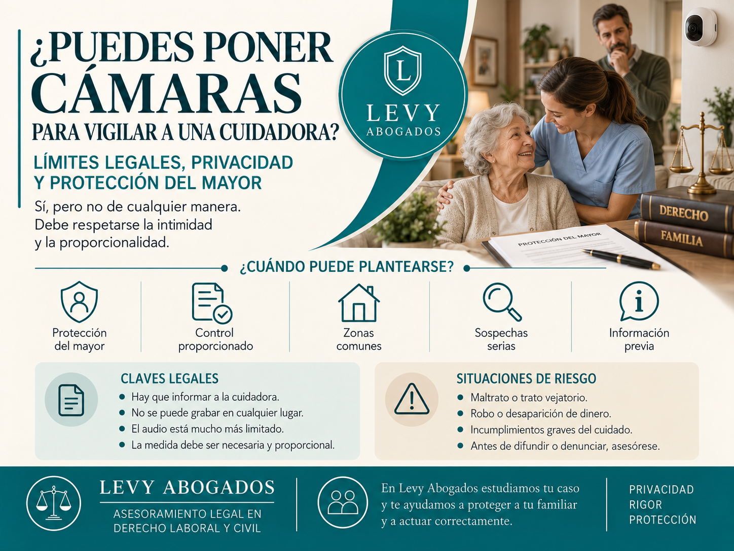 Cámaras para vigilar a una cuidadora de una persona mayor