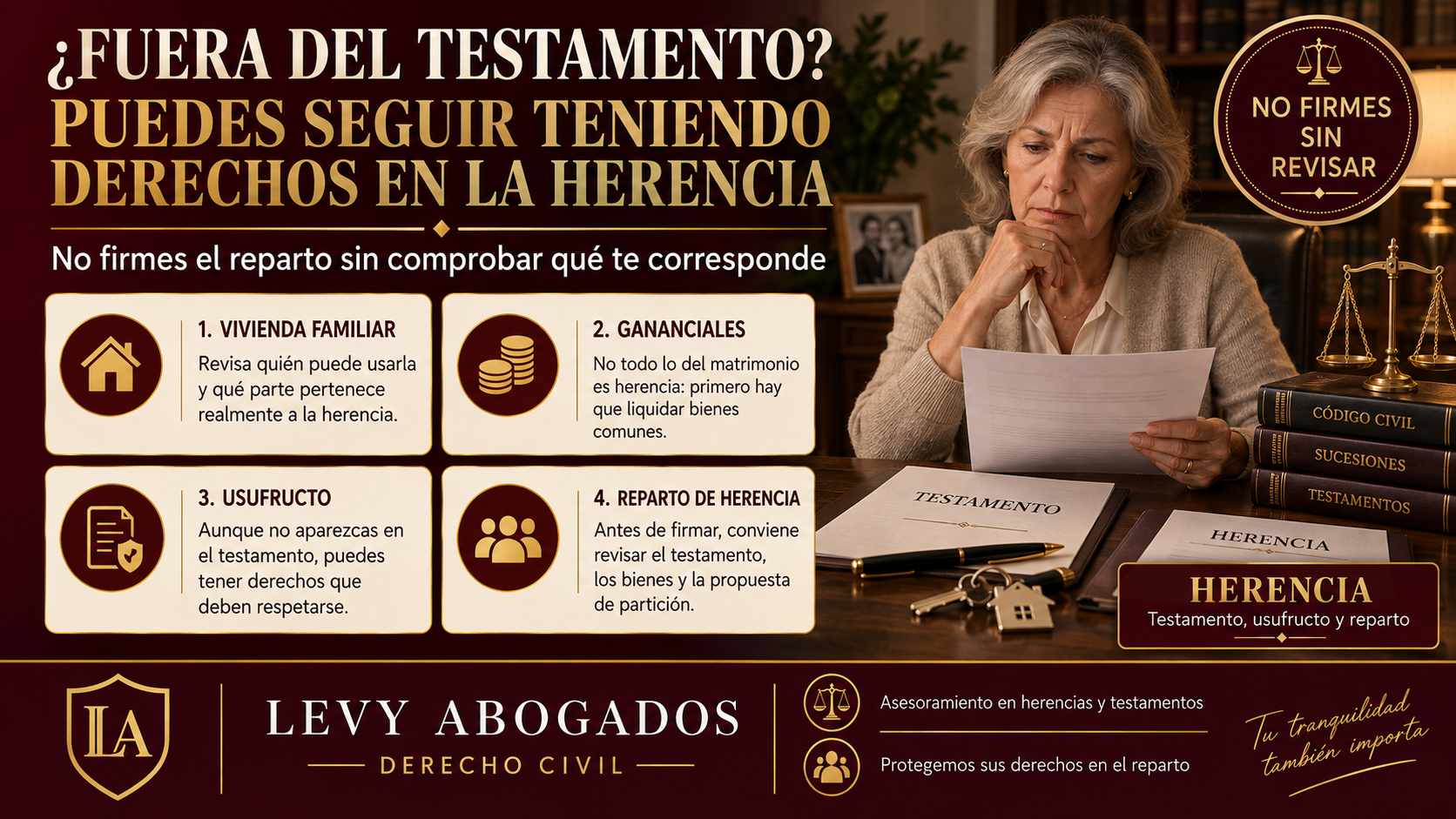 Viuda fuera del testamento y reclamación de herencia